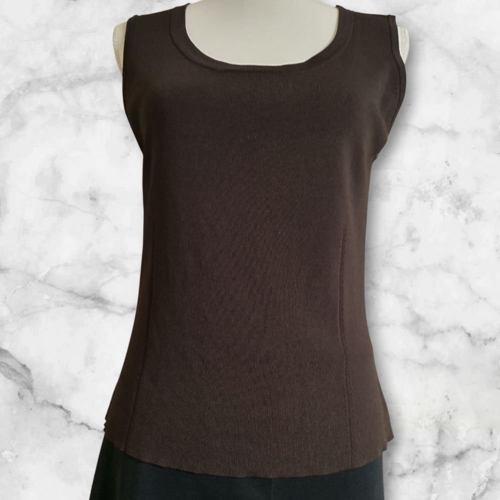 Elegant Dark Brown Sleeveless Sweater